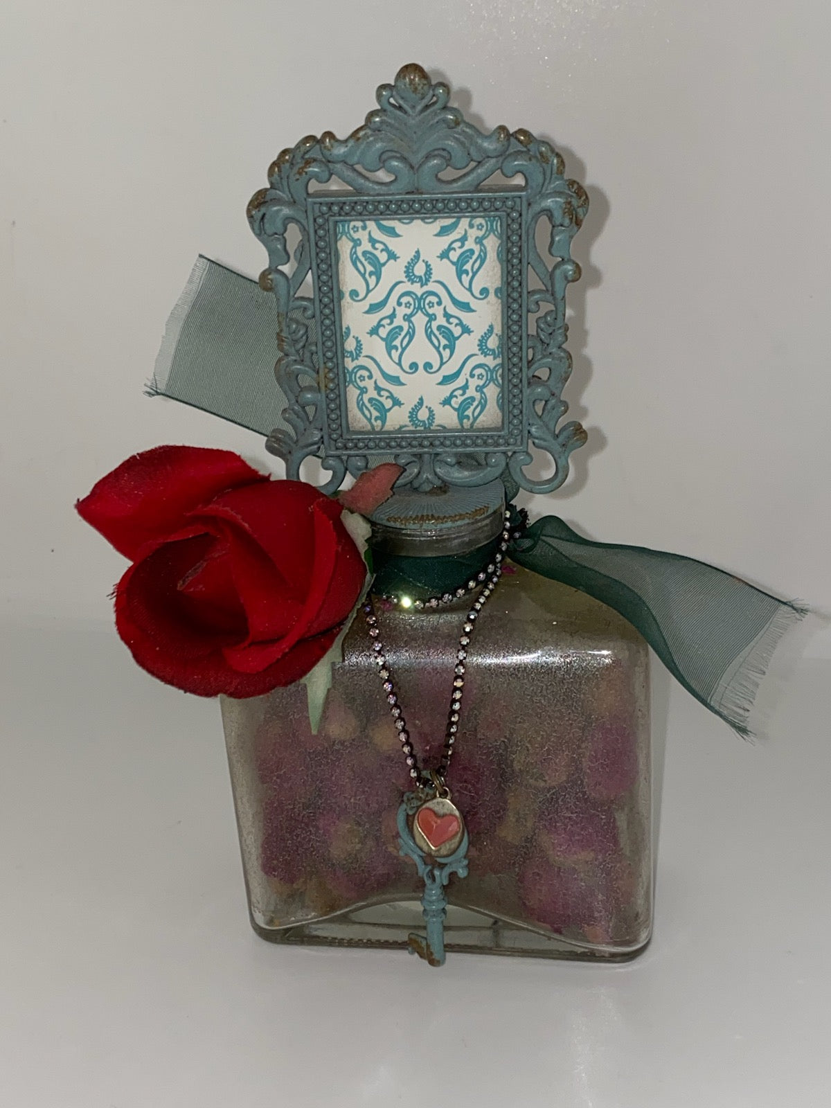 Key To My Heart Rose Picture Frame Bottle